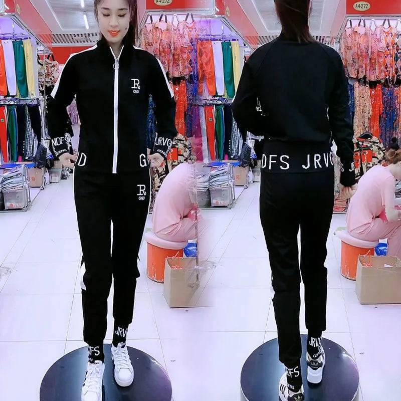 Women's Sportswear Suit 2025 Autumn Winter New Casual Fashion Korean Slim Coat Long Sleeve Sweater Pants Two Piece Set For Women