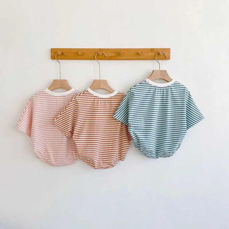 2024 neue Sommer Baby Bodys Mädchen Overalls Infant Jungen Gestreiften Einteilige Neugeborenen Kleidung