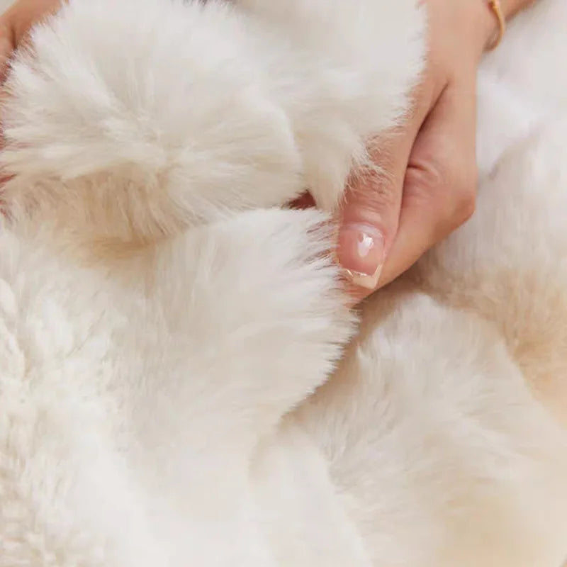 Tuscany Eco-friendly Rabbit Hair Short Pile Leisure Blanket Light Luxury Soft Warm Blanket