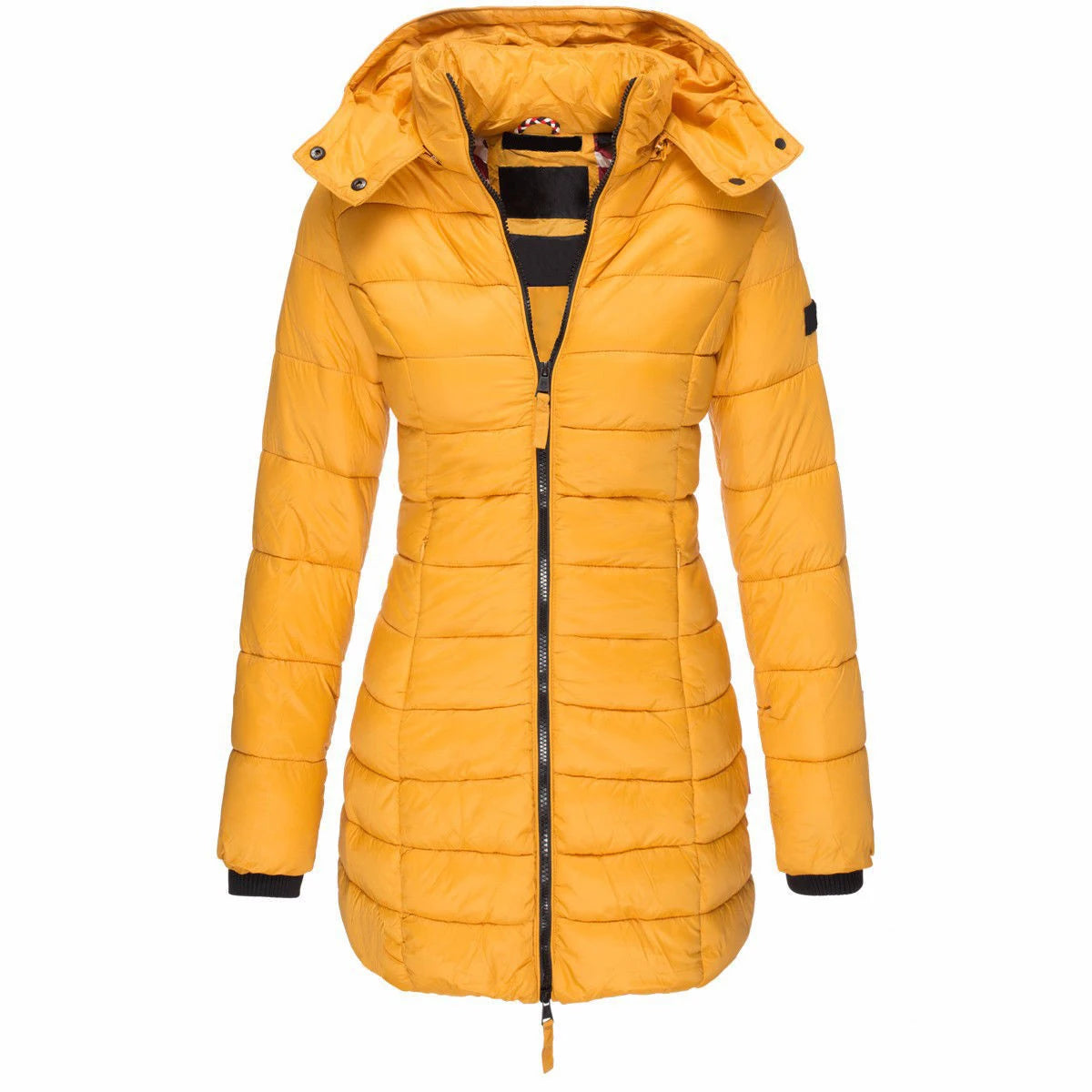 Winter Jacken für Frauen Zipper Mit Kapuze Baumwolle Gepolsterte Jacken Langarm Warme Mantel Schlank Parka Weibliche Tragbare Outwear