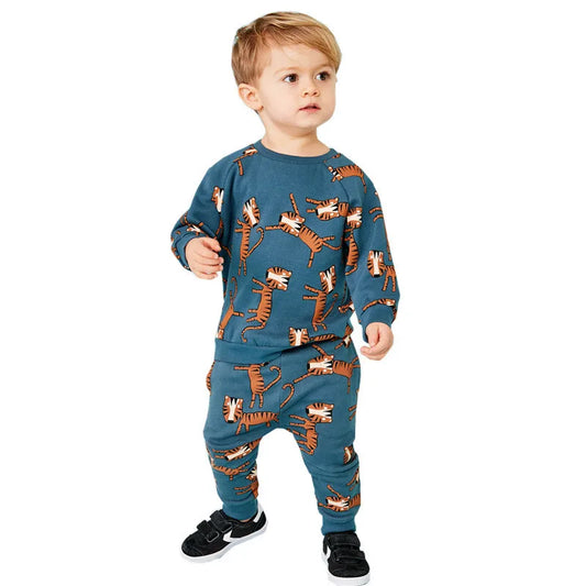 Jumping Meters New Baby Boys Clothing Sets Autumn Winter Cartoon Tiger Printed Cotton Boys Girls Outfit Long Sleeve Shirt Pant.