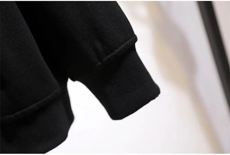 150Kg Plus Größe frauen Frühling Herbst Lose Mit Kapuze Sweatshirt Büste 154cm 6XL 7XL 8XL 9XL 10XL Lange hülse Gefälschte Zipper Top Schwarz