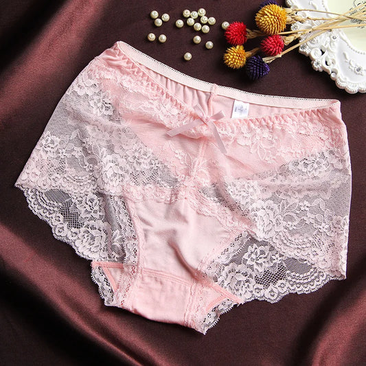 Women Modal Transparent Sexy Lace Underwear Plump Lady 3XL Large Size Hollow Seamless Panties High-Rise Soft Big Briefs.