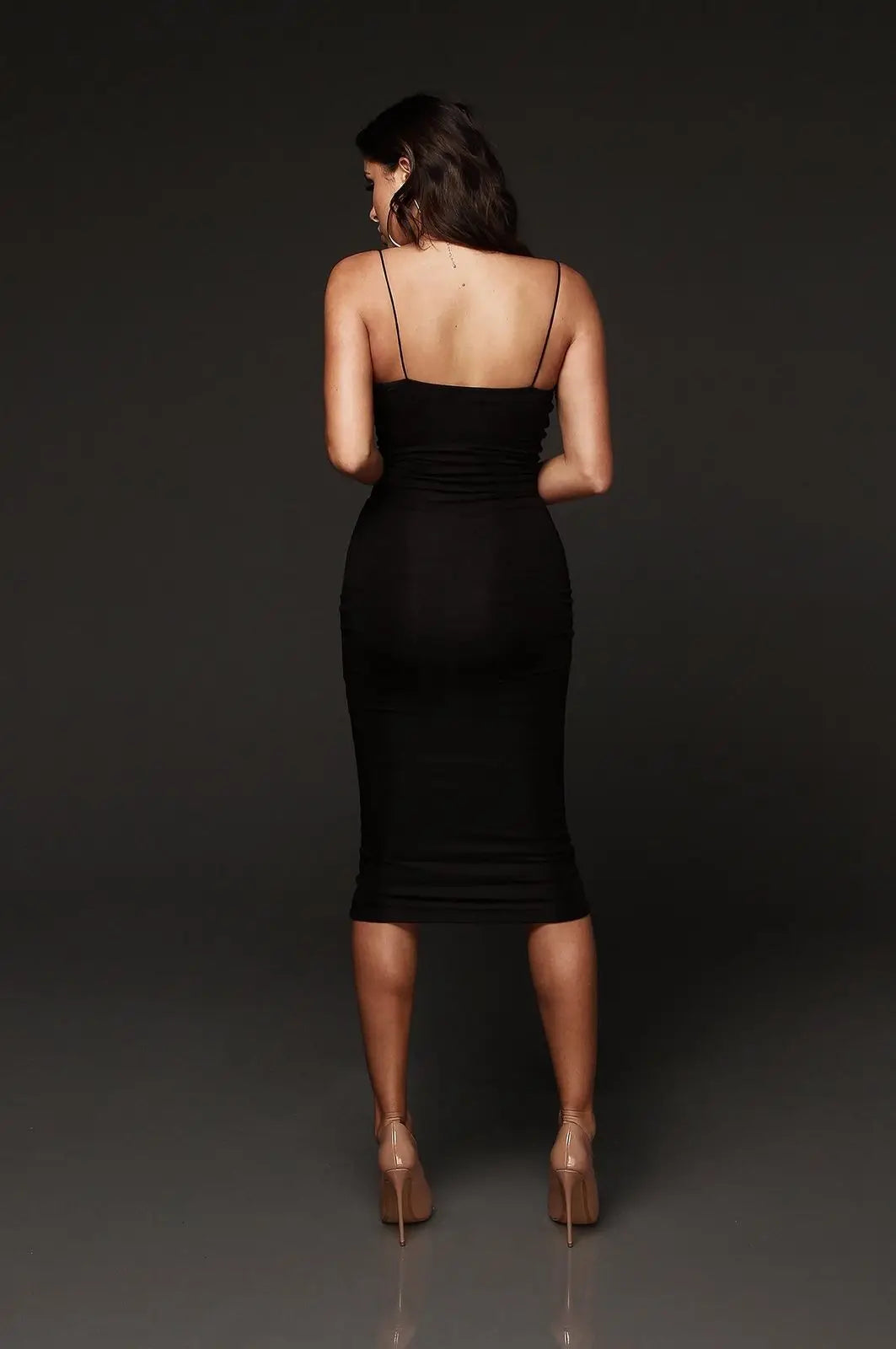 Sexy lässige Sommer Damen Bandage Bodycon träger los ärmel los tief o Hals Abend Party Club solide Midi-Kleid