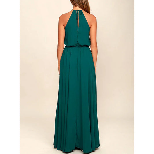 2025 sommer Maxi Lange Party Kleid Frauen Neckholder Vintage Ärmellose Hohe Split Boho Kleid 2XL Größe Sexy Strand Kleid Vestido.