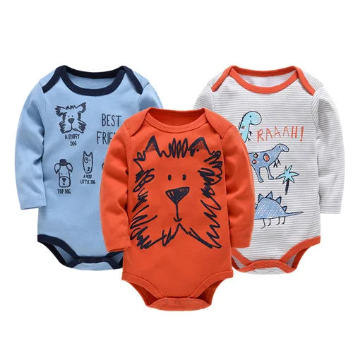 6 Stück 3 Stück Kavkas Baby-Body für Jungen und Mädchen, langärmelig, 100 % Baumwolle, Babykleidung, 0–12 Monate, Neugeborenen-Körper, Bebe-Overall-Kleidung