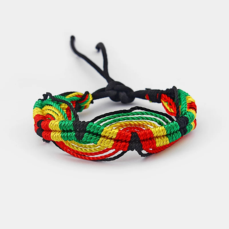 5pcs Mixed Rasta Friendship Bracelet WRISTBAND Cotton Silk Reggae Jamaica Surfer Boho.