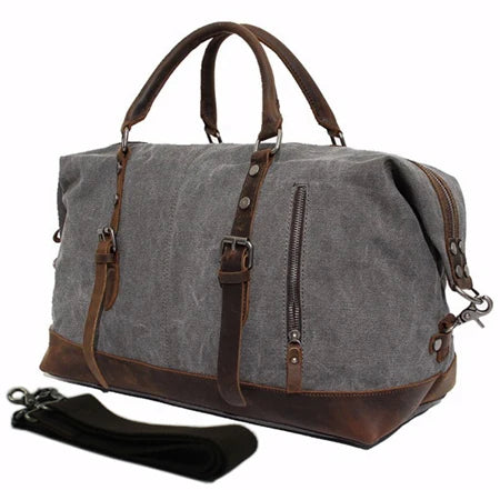 Vintage military Leinwand Leder männer reisetaschen Tragen auf Gepäck taschen Männer Duffel taschen reise tote große wochenende Tasche Übernachtung
