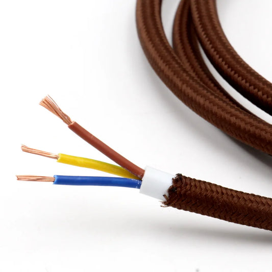 250V 3 Wire Fabric Textile Braided Electrical Wire Cable Colorful Flex Power Cord For Vintage Pendant Light.