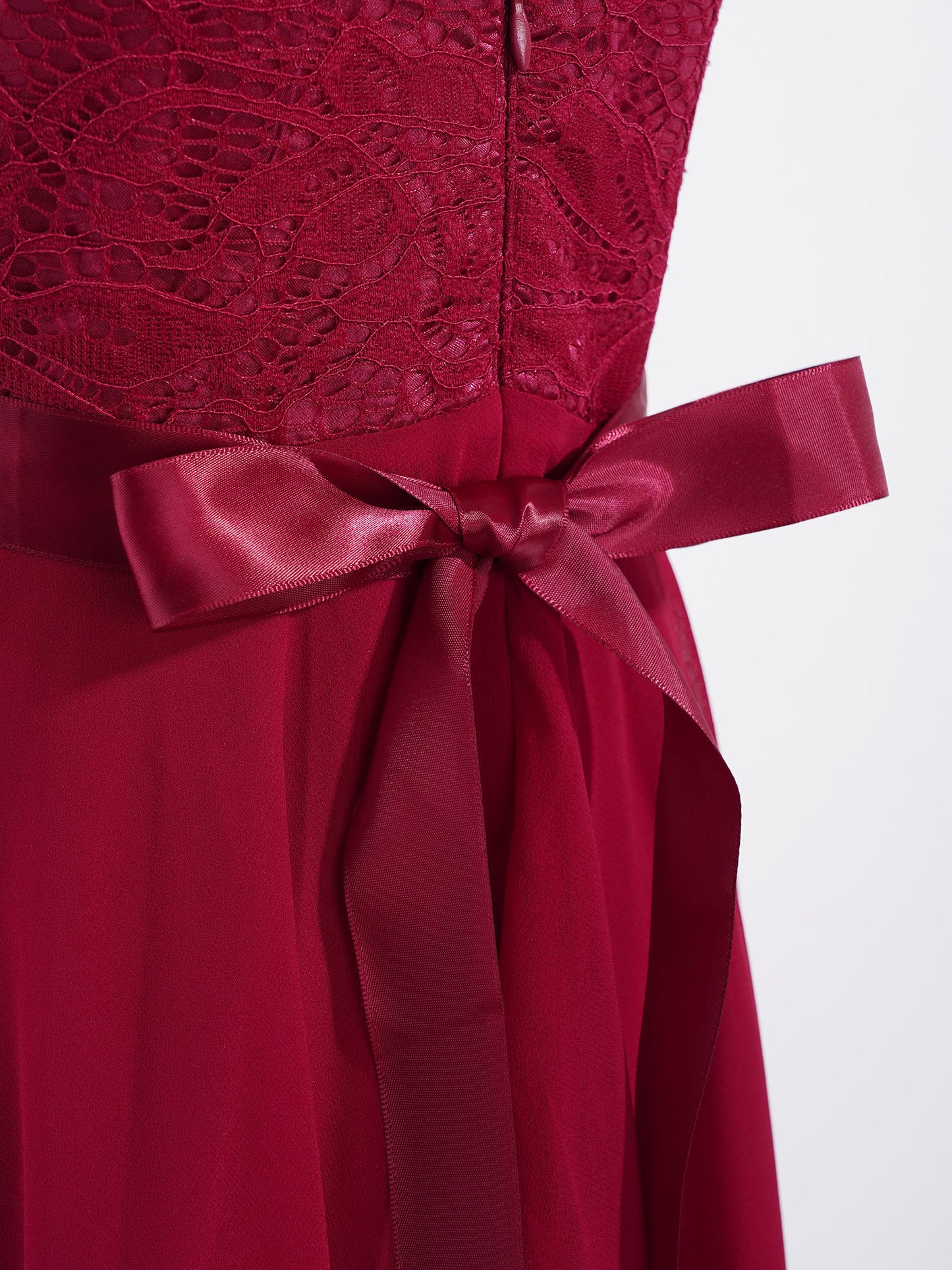 Blumenmädchen-Chiffonkleid mit floraler Spitze, Sommer, ärmellos, hoher, niedriger Saum, formelles Hochzeitskleid für Brautjungfer, Junior, Prinzessin
