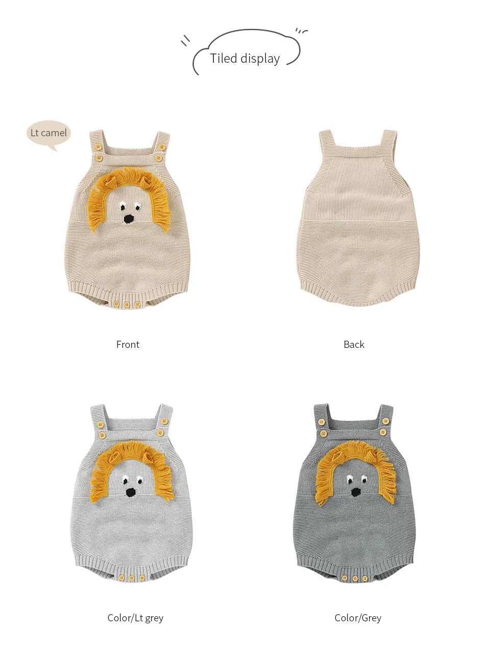 Baby-Body, niedlicher Cartoon-Löwe, Kleinkind-Säuglings-Onesies, 100 % Baumwolle, gestrickt, für Neugeborene, Kinder, Kleidung, einteiliger Overall, ärmellos