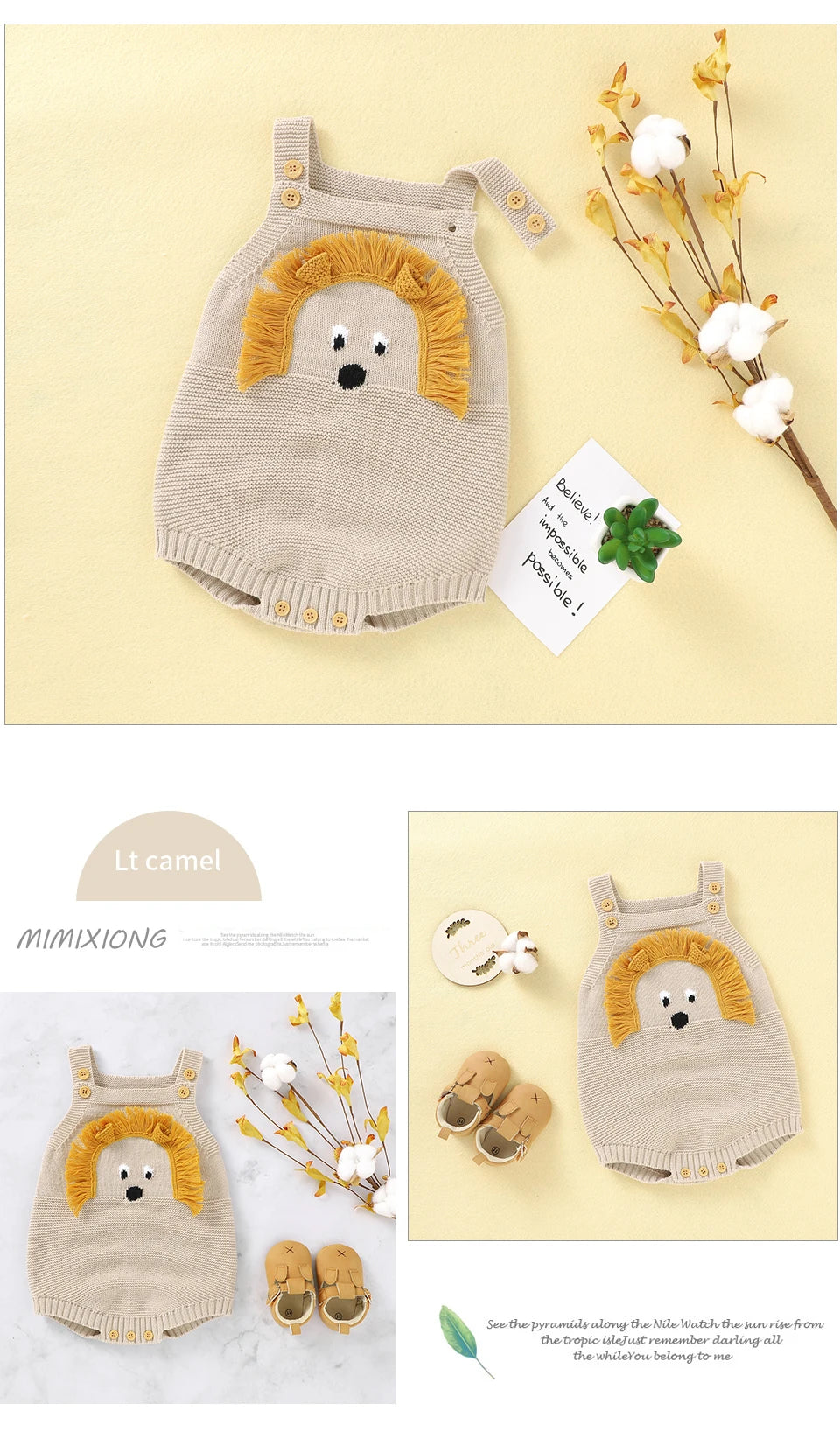 Baby-Body, niedlicher Cartoon-Löwe, Kleinkind-Säuglings-Onesies, 100 % Baumwolle, gestrickt, für Neugeborene, Kinder, Kleidung, einteiliger Overall, ärmellos