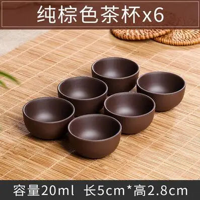 Handmade Dragon Ceramic Tea Cup, Purple Clay Cup, Kungfu Teaset, Small and Large, Tea Accessories, 6 PCs/Pack.