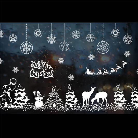 Celebrate Christmas Wall Stickers For Store Office Home Decoration White Xmas Festival Theme Wall Mural Art Diy Window Decals.