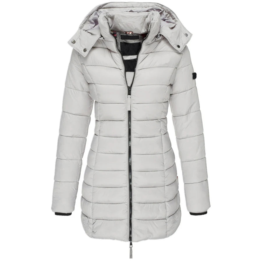 Winter Jacken für Frauen Zipper Mit Kapuze Baumwolle Gepolsterte Jacken Langarm Warme Mantel Schlank Parka Weibliche Tragbare Outwear