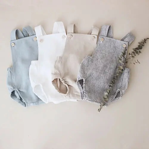 0-3y Baby Sommerkleid ung Neugeborene Baby Boy Mädchen Baumwolle Bodysuit gestreift solide lässige Overall Outfits Sonnen anzug