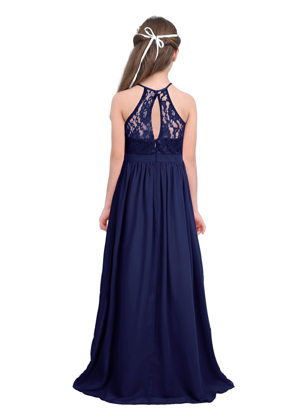 Sommer Mode Blume Mädchen Kleid Hochzeit Geburtstag Party Kinder Lange Kleid Vestido Elegante Halter Neck Floral Spitze Prinzessin Kleid