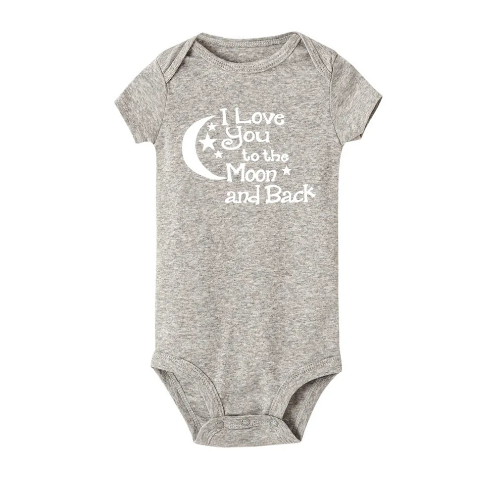 ICH LIEBE DICH ZUM MOND UND ZURÜCK & My Auntie Liebt Mich Gedruckt Jungen Mädchen Infant Playsuits Ein Stück schöne Baby Kid Romper Body