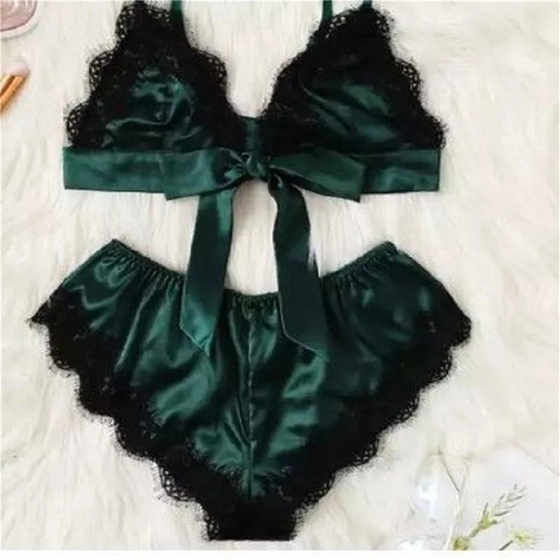 1 Set Unterwäsche Nachtwäsche Sets Lenceria Sling Bh Set Sexy Satin Dessous Sexy Perspektive Pyjamas