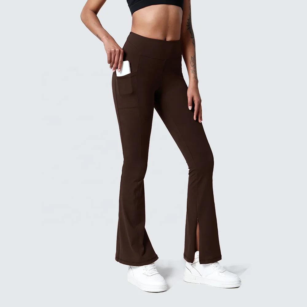 Luluyun Bottom Zipper up Leg Open Wide Leg Pants for Women Casual Elastic High Waist Loose Long Pants