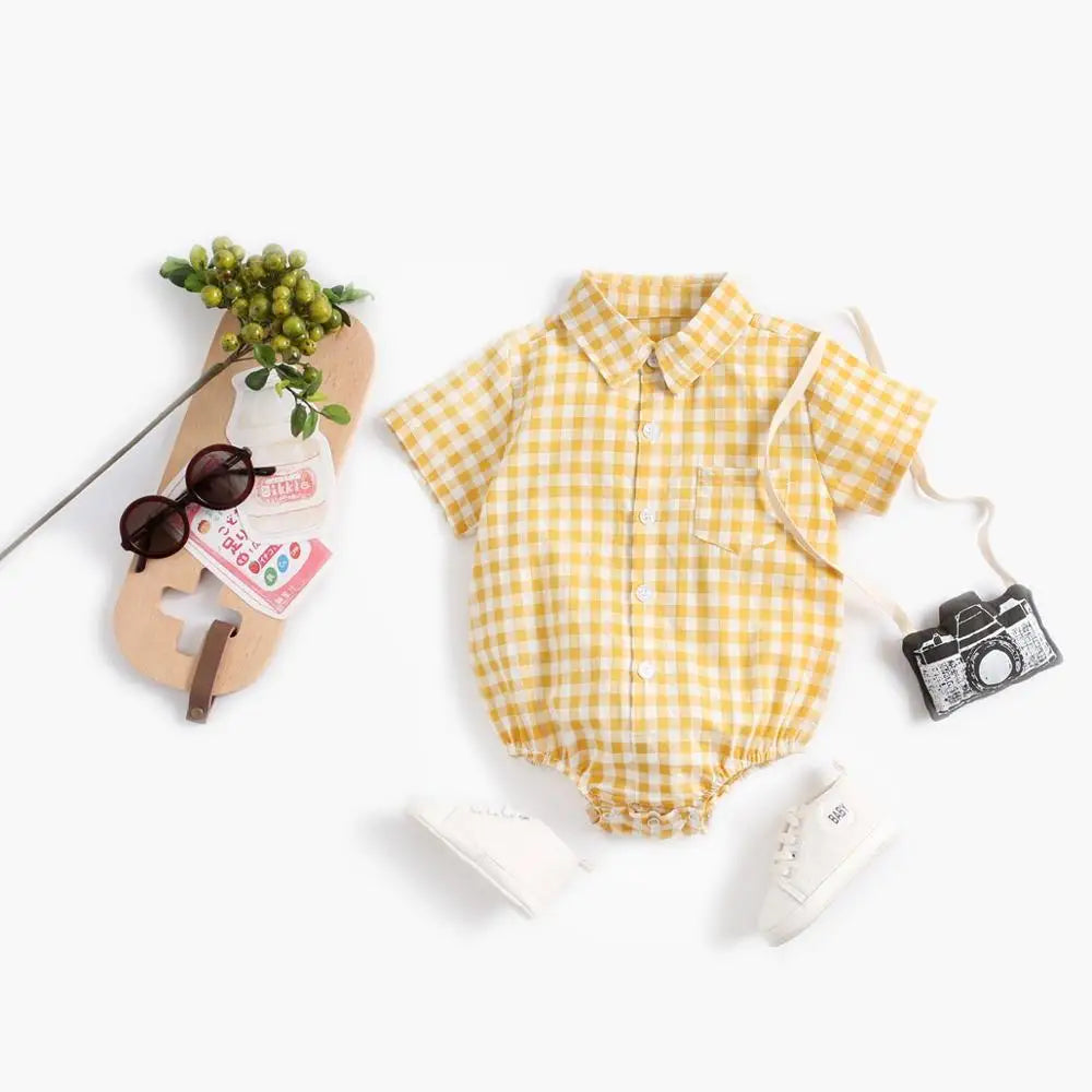 Sanlutoz Sommer Baby Jungen Bodys Baumwolle Baby Kleidung Plaid Mode Kurzarm Kleinkinder Kleidung Casual