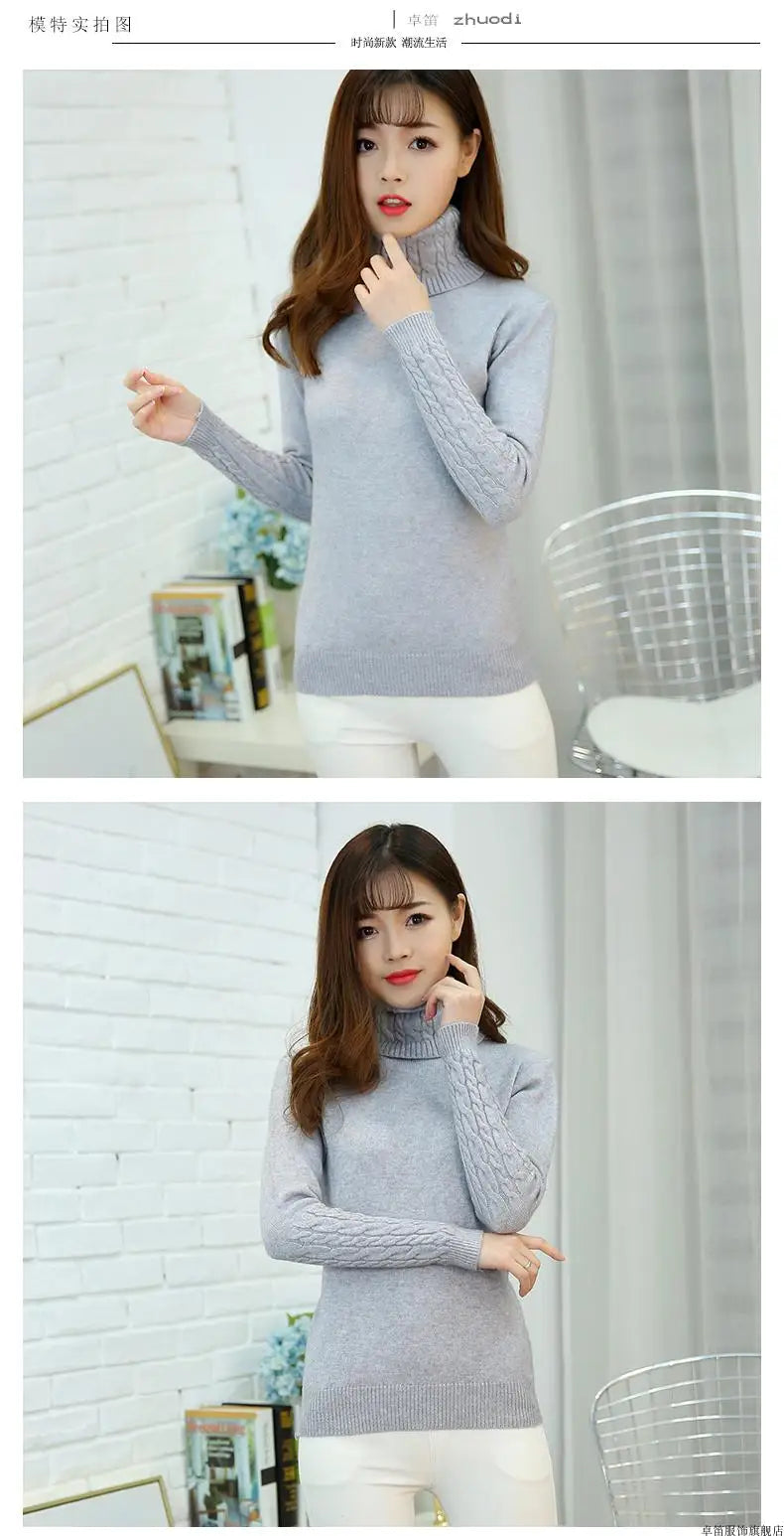 Frauen Pullover Rollkragen Pullover Herbst Winter Pullover Neue 2025, Lange Ärmel Dicke Warme Weibliche Pullover Khaki