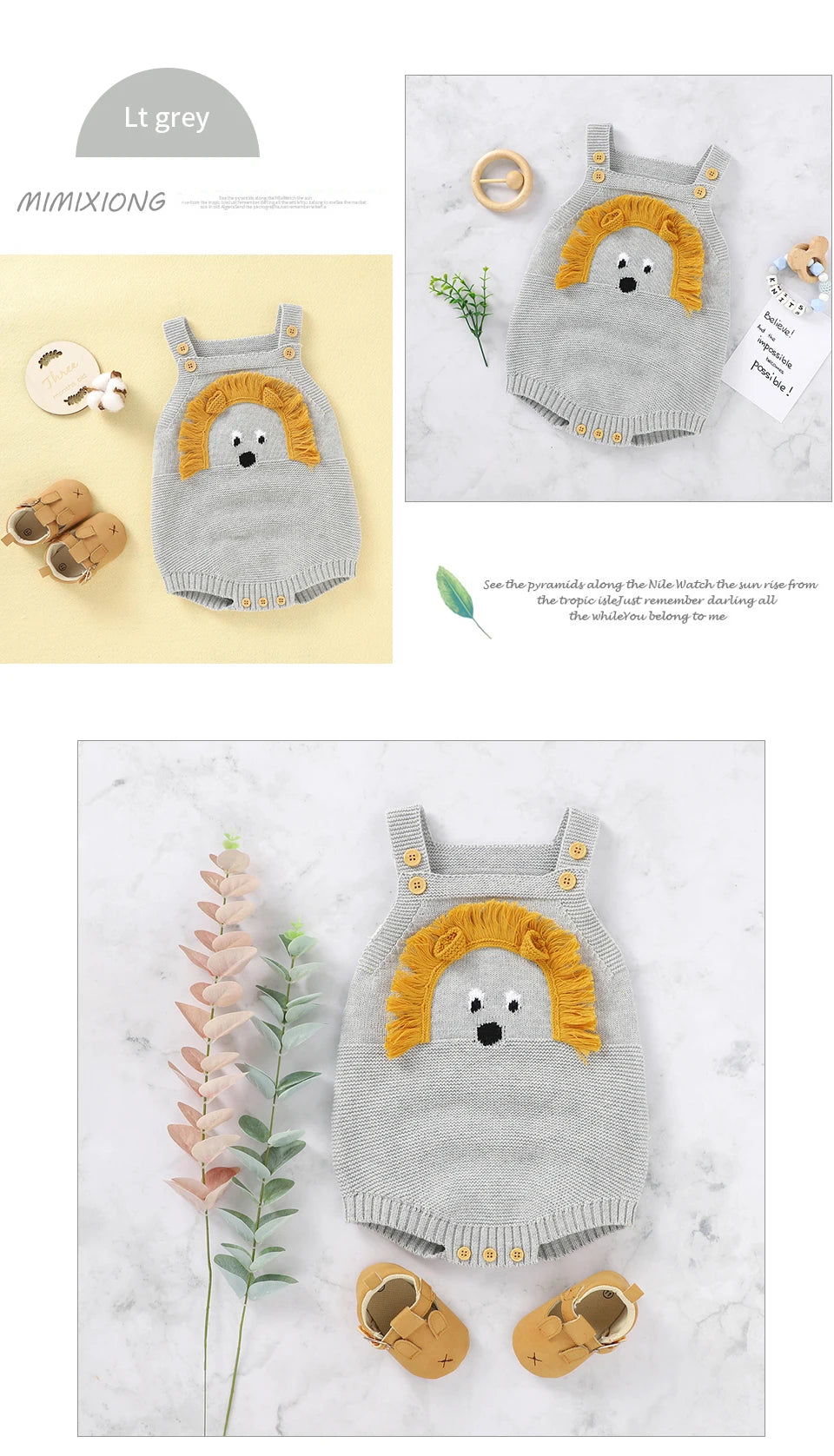 Baby-Body, niedlicher Cartoon-Löwe, Kleinkind-Säuglings-Onesies, 100 % Baumwolle, gestrickt, für Neugeborene, Kinder, Kleidung, einteiliger Overall, ärmellos