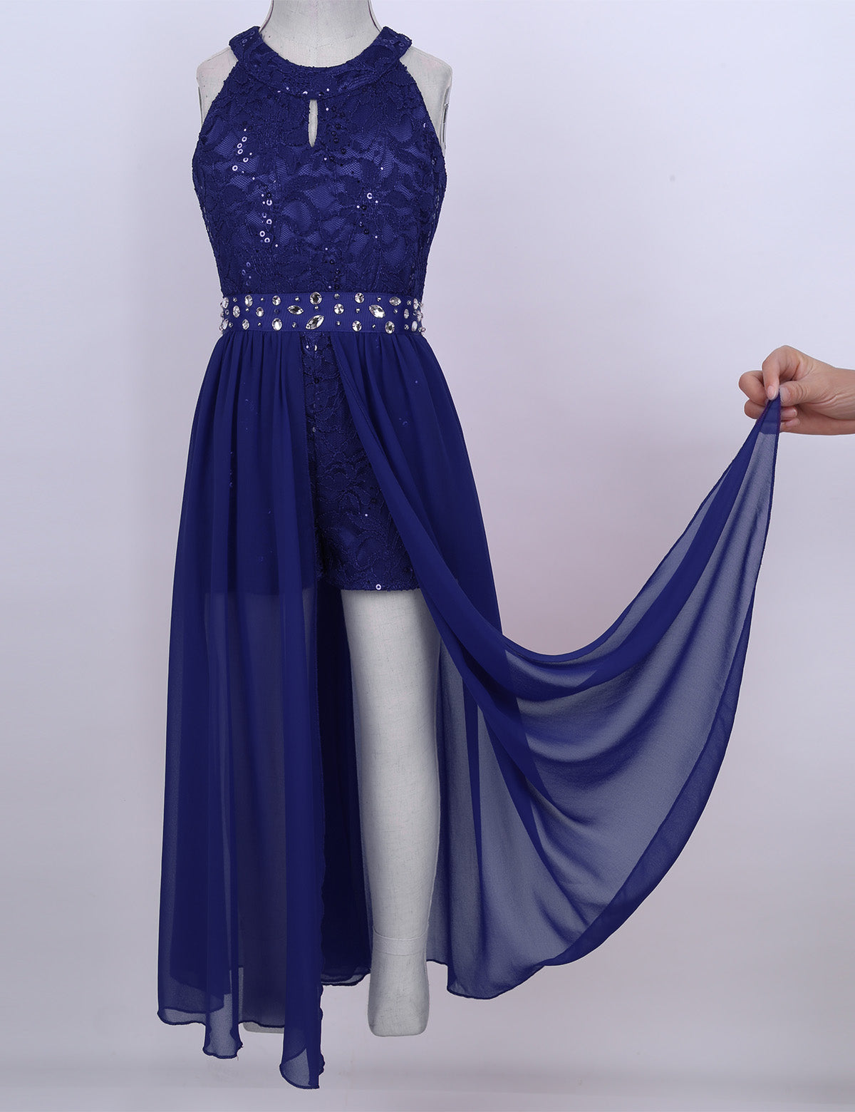 Kinder Mädchen Ärmellose Blumen Spitze Strass Party Kleid Dance Strampler für Schule Pageant Geburtstag Hochzeit Bühne Leistung