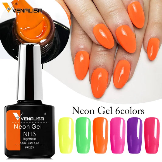 Venalisa New 7.5ml Neon Gel Nail Art Manicure Soak Off Camouflage Natural Nude Color Silicone Nail Gel Polish Lacquer Varnishes.