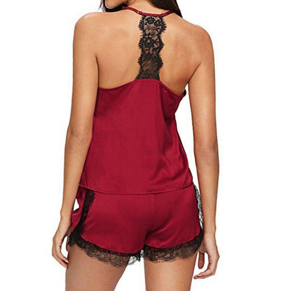 Heißer verkauf damen sommer sexy seide spitze einfarbig pyjamas leibchen top shorts haut-freundliche hause unterwäsche pyjamas set einzelhandel