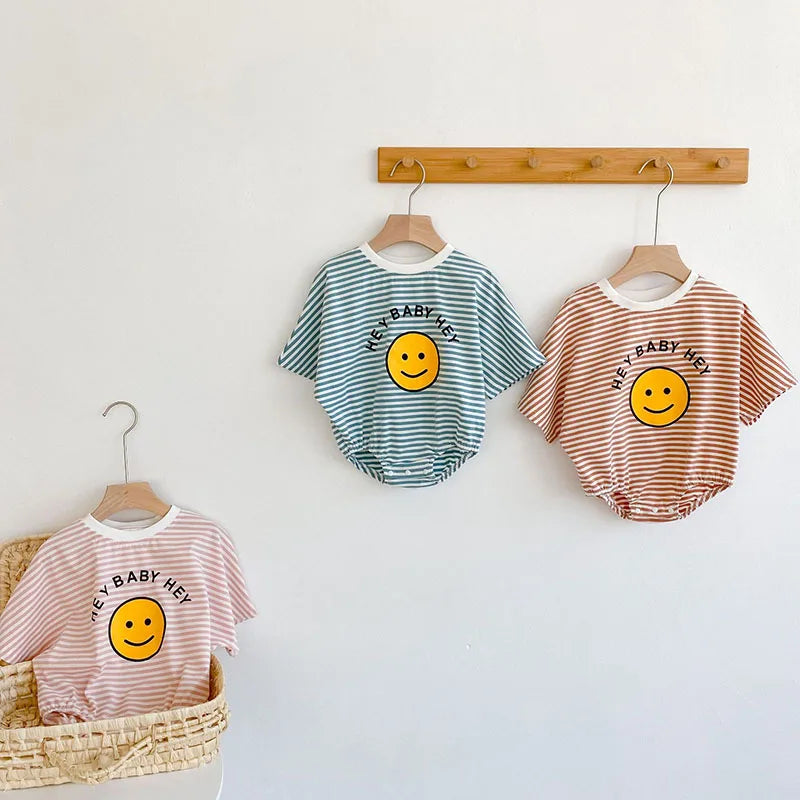 2024 neue Sommer Baby Bodys Mädchen Overalls Infant Jungen Gestreiften Einteilige Neugeborenen Kleidung