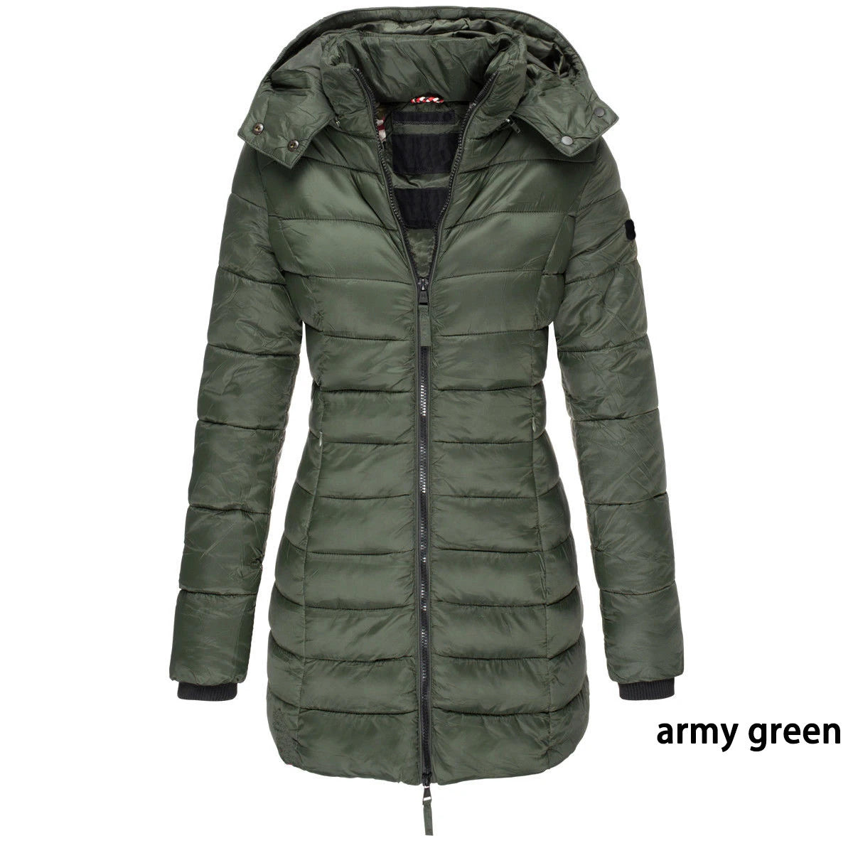 Winter Jacken für Frauen Zipper Mit Kapuze Baumwolle Gepolsterte Jacken Langarm Warme Mantel Schlank Parka Weibliche Tragbare Outwear
