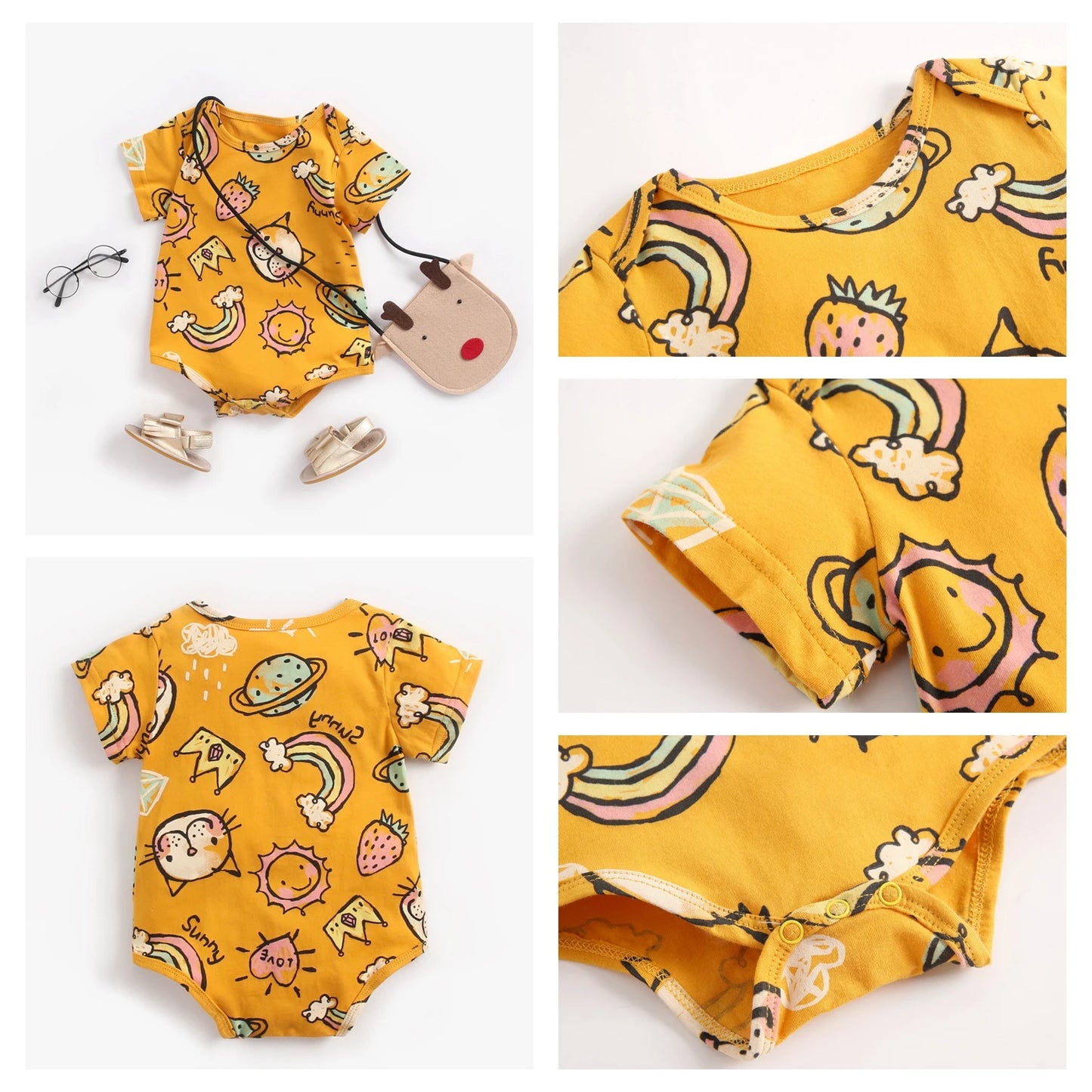 Sanlutoz Kurzarm Baby Jungen Mädchen Sommer Bodys Baumwolle Kleinkinder Kleidung Onesies Niedlichen Cartoon Druck