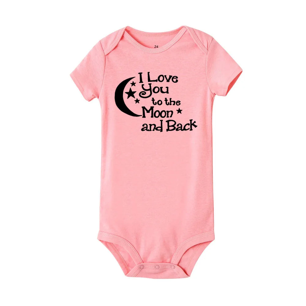 ICH LIEBE DICH ZUM MOND UND ZURÜCK & My Auntie Liebt Mich Gedruckt Jungen Mädchen Infant Playsuits Ein Stück schöne Baby Kid Romper Body