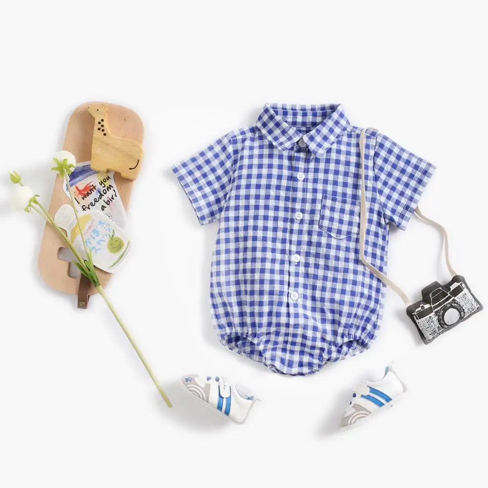 Sanlutoz Sommer Baby Jungen Bodys Baumwolle Baby Kleidung Plaid Mode Kurzarm Kleinkinder Kleidung Casual