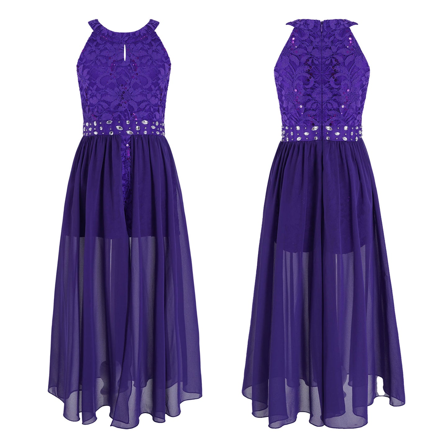 Kinder Mädchen Ärmellose Blumen Spitze Strass Party Kleid Dance Strampler für Schule Pageant Geburtstag Hochzeit Bühne Leistung