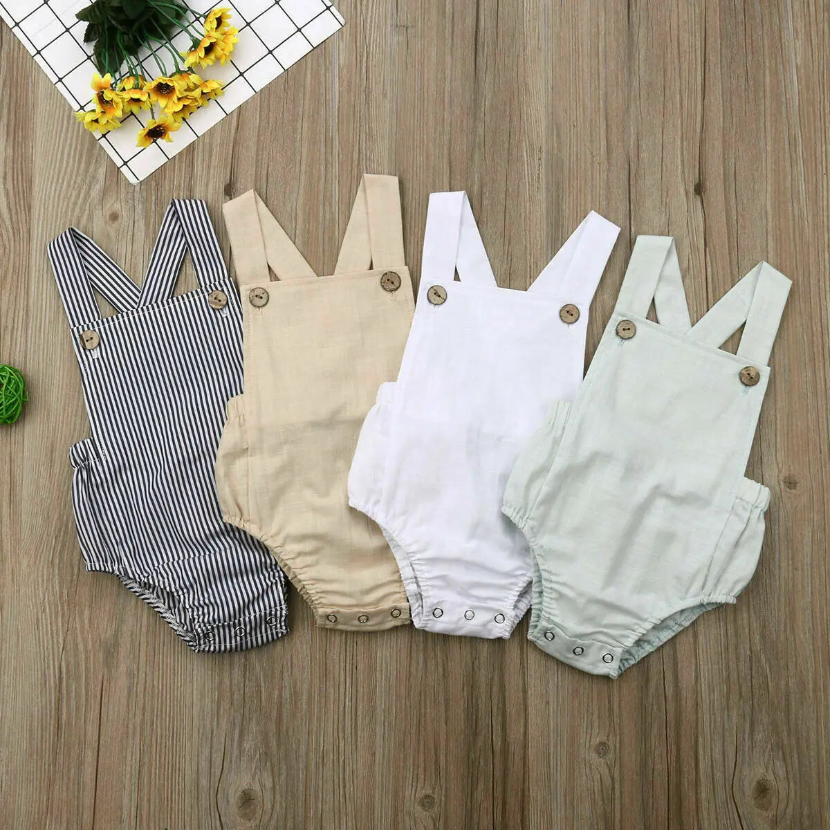 0-3y Baby Sommerkleid ung Neugeborene Baby Boy Mädchen Baumwolle Bodysuit gestreift solide lässige Overall Outfits Sonnen anzug