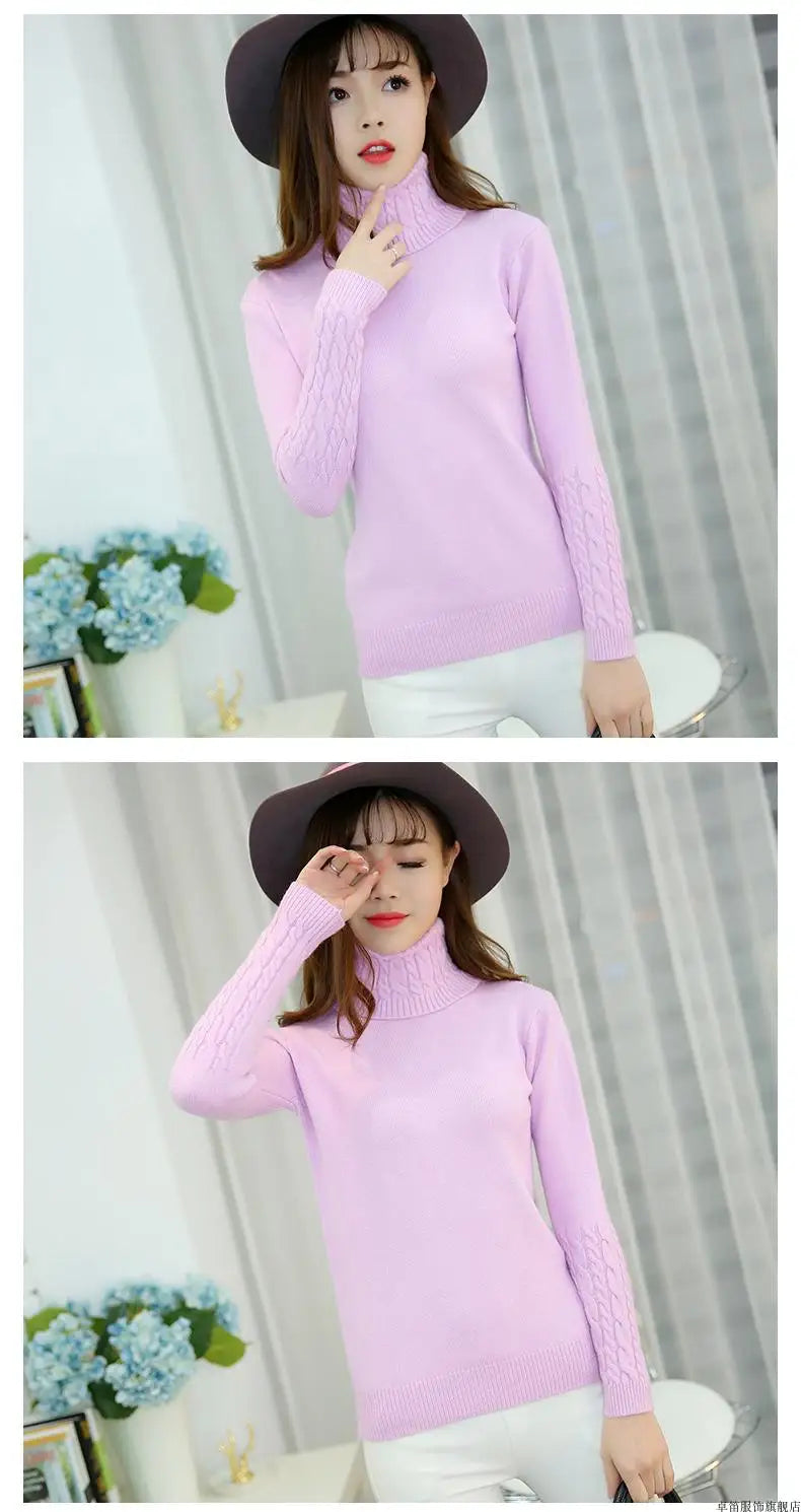 Frauen Pullover Rollkragen Pullover Herbst Winter Pullover Neue 2025, Lange Ärmel Dicke Warme Weibliche Pullover Khaki