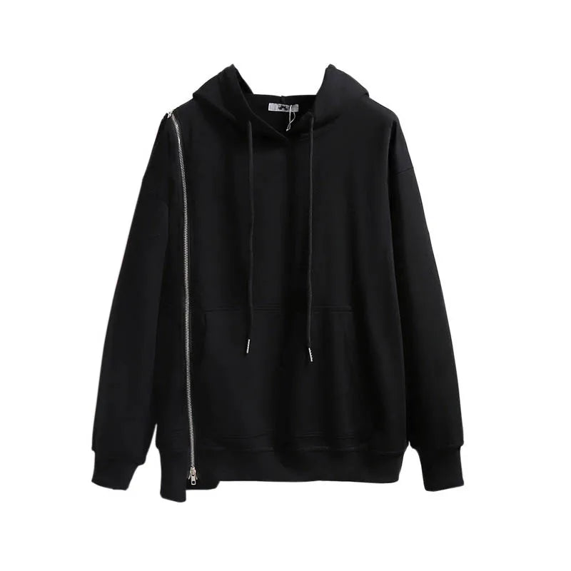 150Kg Plus Größe frauen Frühling Herbst Lose Mit Kapuze Sweatshirt Büste 154cm 6XL 7XL 8XL 9XL 10XL Lange hülse Gefälschte Zipper Top Schwarz