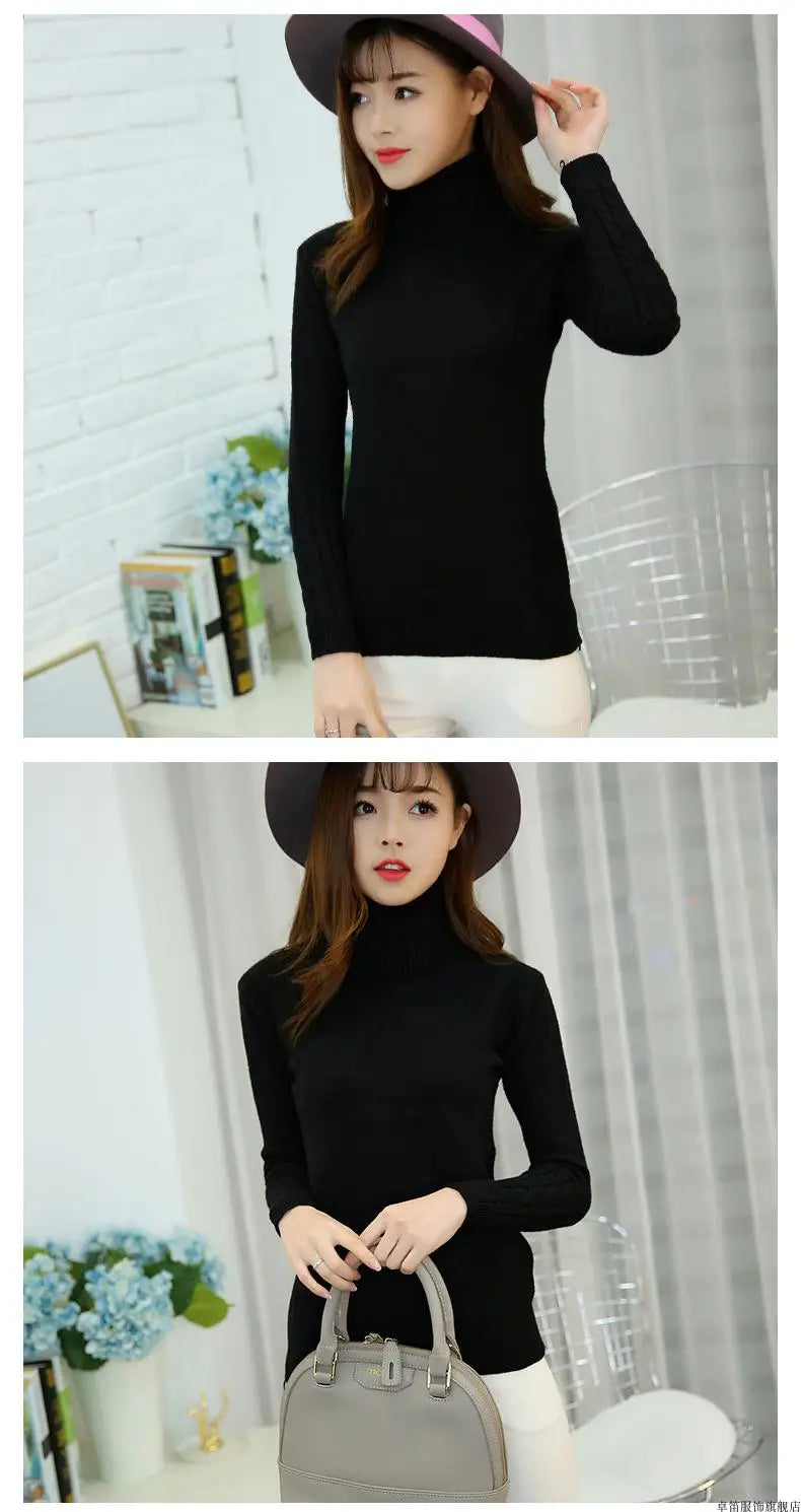 Frauen Pullover Rollkragen Pullover Herbst Winter Pullover Neue 2025, Lange Ärmel Dicke Warme Weibliche Pullover Khaki