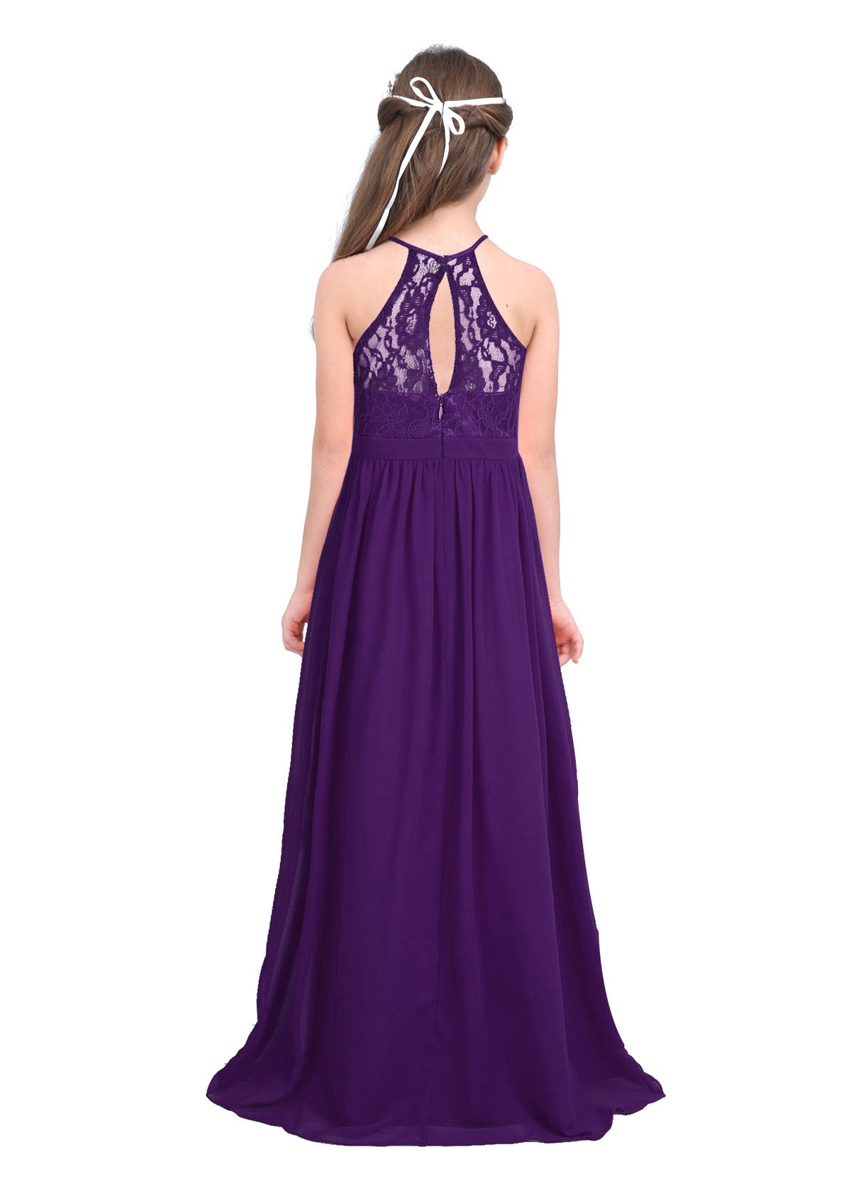 Sommer Mode Blume Mädchen Kleid Hochzeit Geburtstag Party Kinder Lange Kleid Vestido Elegante Halter Neck Floral Spitze Prinzessin Kleid