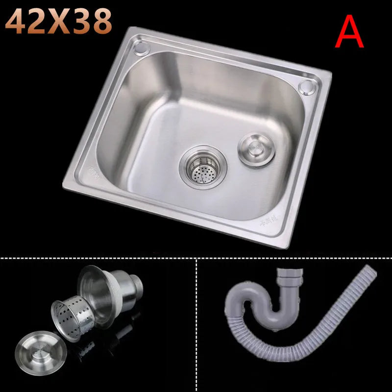 304 stainless steel sink single sink kitchen sink sink single basin thickened sink large single slot set WF907250