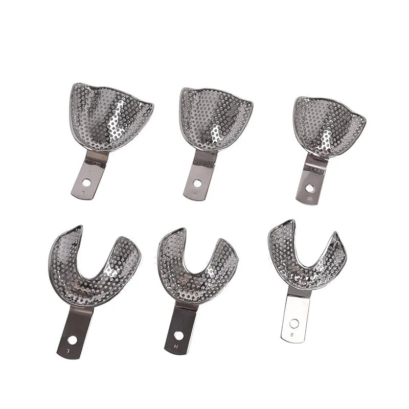 1 Set Dental Lab Equipment L/M/S Size Upper Lower Stainless Steel Impression Trays For Dental Lab.