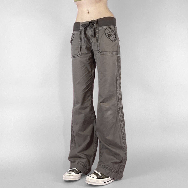 Vintage Y2K Flared Jeans Retro Button-up Low Rise Casual Denim Hose Harajuku 2000er Jahre Hose Basic Aesthetic Mom