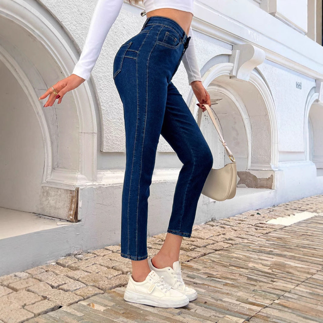 European and American tight elastic leggings jeans for women.