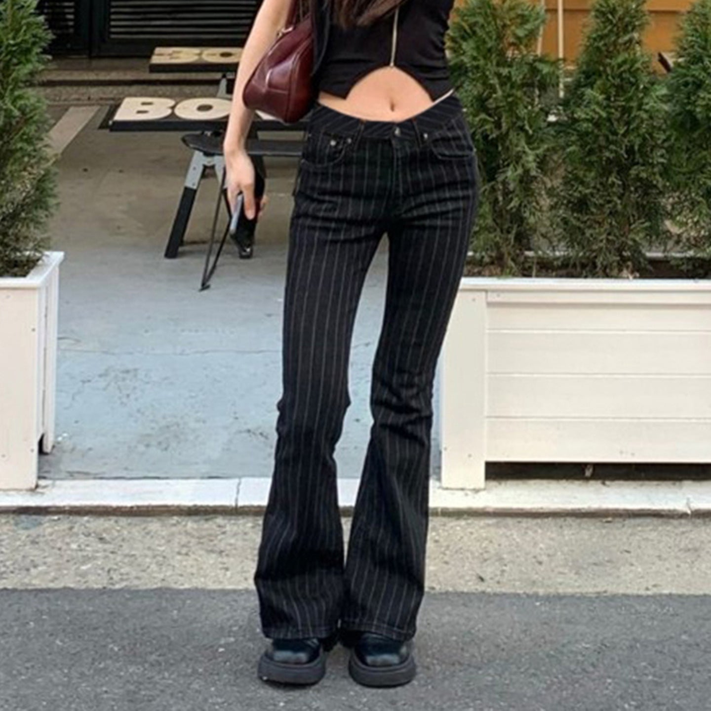 Vintage Y2K Flared Jeans Retro Button-up Low Rise Casual Denim Hose Harajuku 2000er Jahre Hose Basic Aesthetic Mom