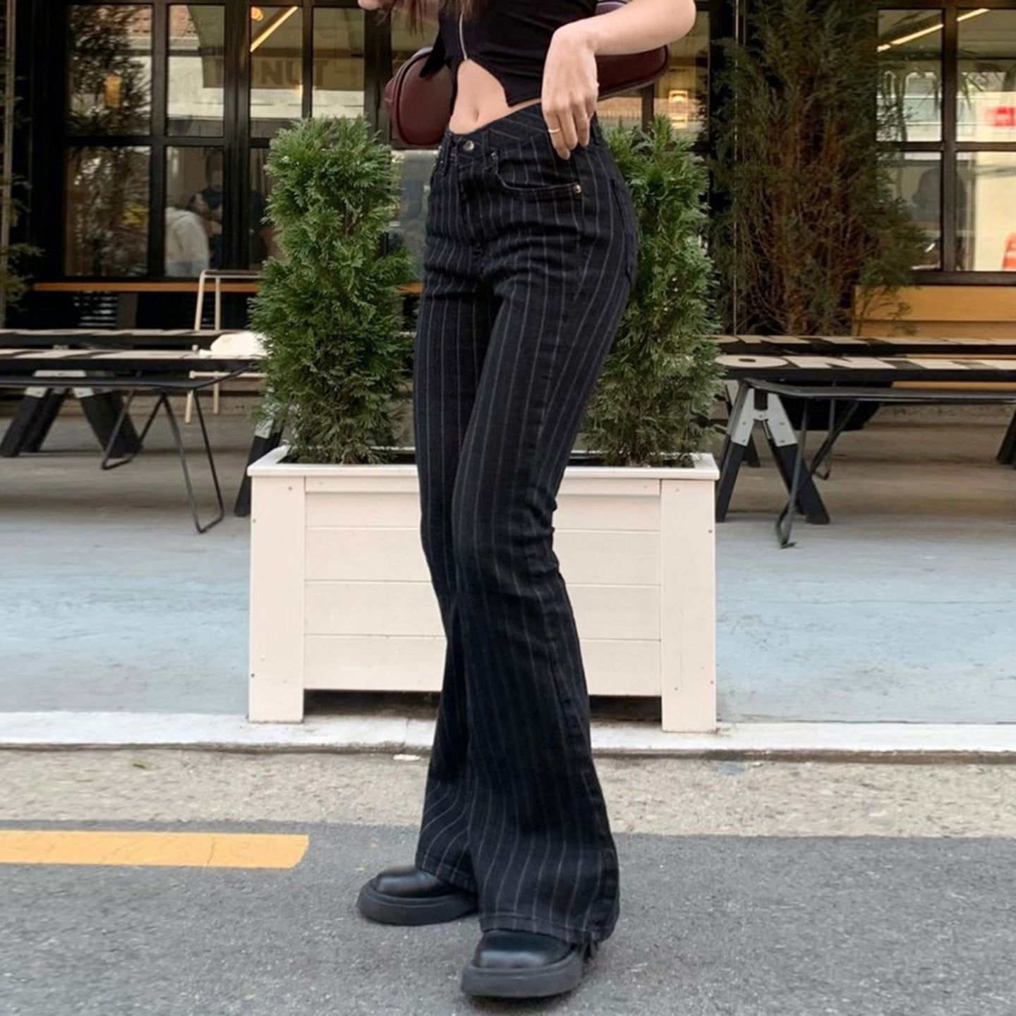 Vintage Y2K Flared Jeans Retro Button-up Low Rise Casual Denim Hose Harajuku 2000er Jahre Hose Basic Aesthetic Mom
