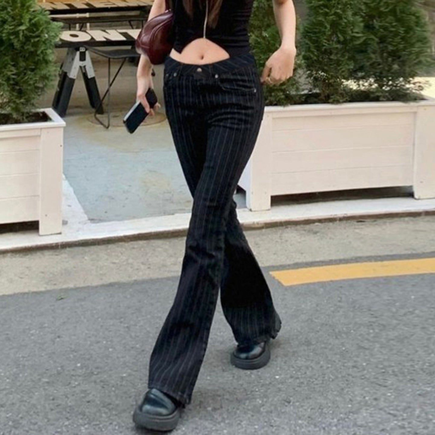 Vintage Y2K Flared Jeans Retro Button-up Low Rise Casual Denim Hose Harajuku 2000er Jahre Hose Basic Aesthetic Mom