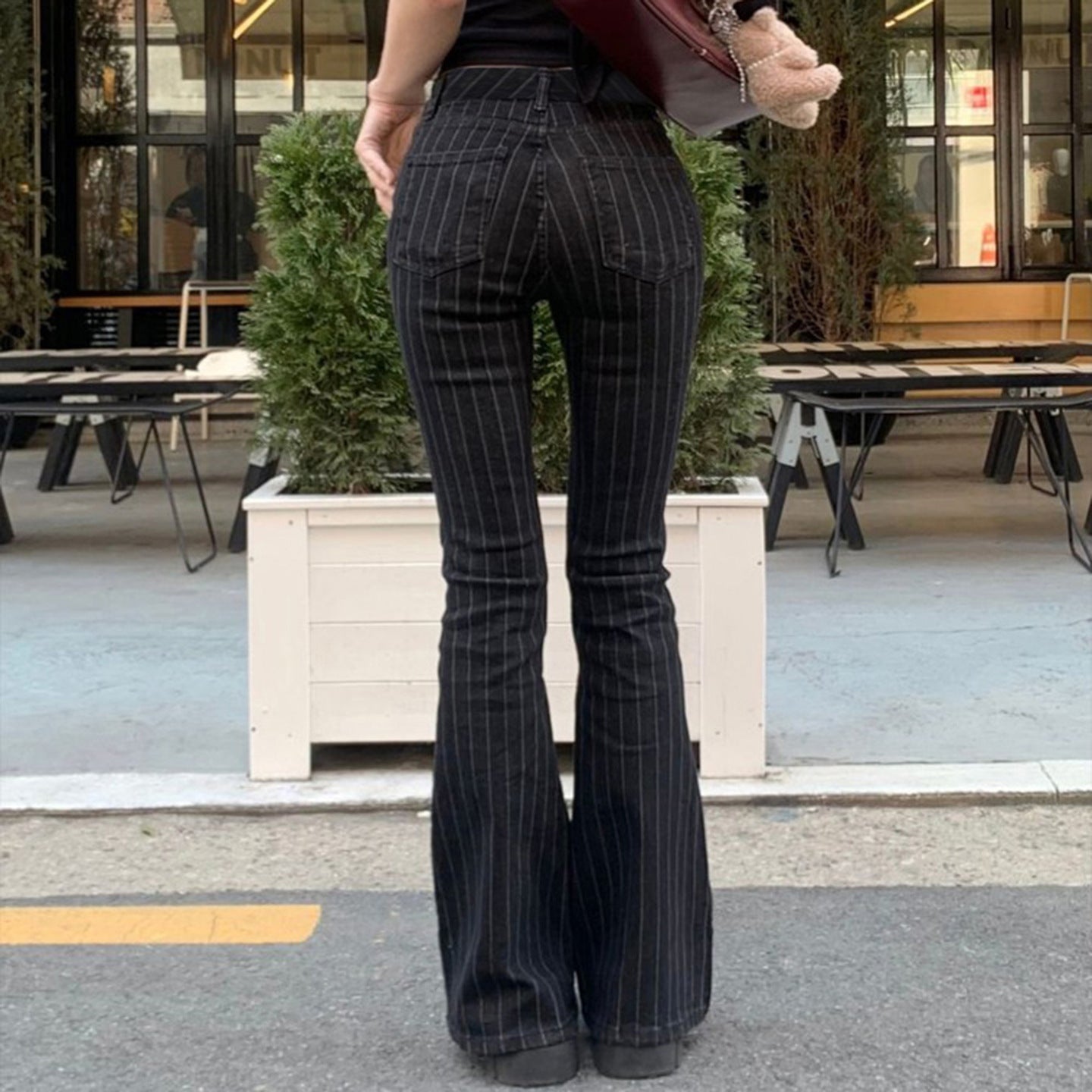 Vintage Y2K Flared Jeans Retro Button-up Low Rise Casual Denim Hose Harajuku 2000er Jahre Hose Basic Aesthetic Mom