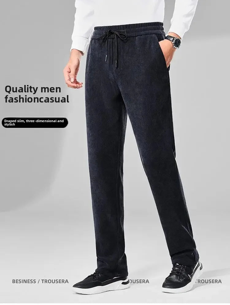 Herren-Freizeithose, verdickt, gerades Bein, warm, Herbst-Winter-Oberbekleidung, modisch, vielseitig, lockere Passform, sportlicher Stil